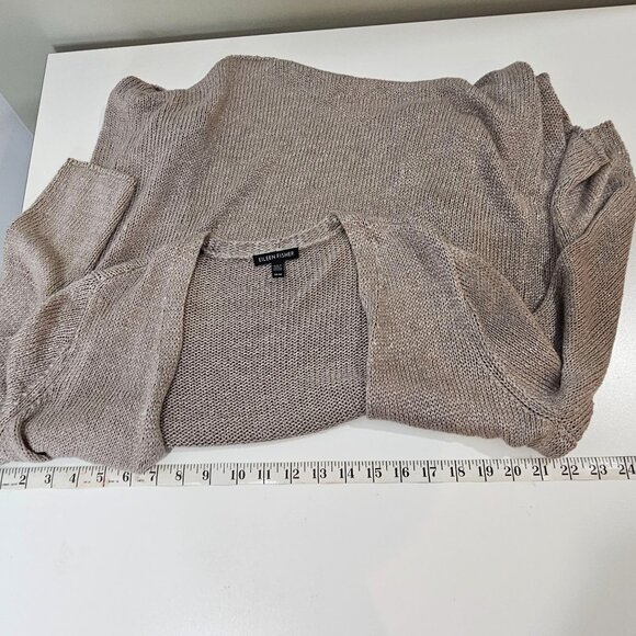 Eileen Fisher Cardigan Womens M Platinum Shimmer Linen Blend Open Front READ - Picture 7 of 8